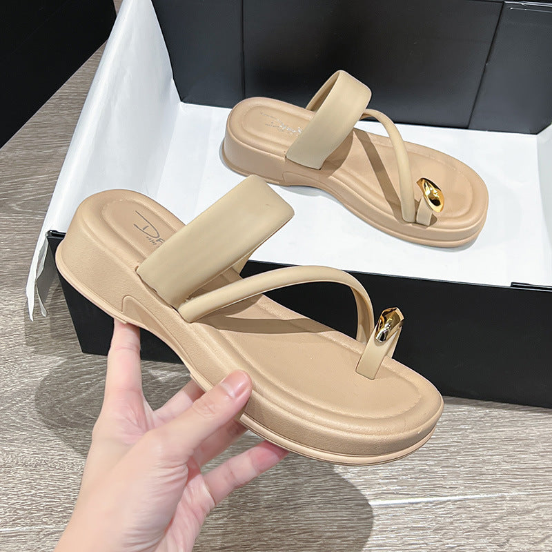 Sandalias de suela gruesa cómodas y modernas para mujer, novedad de verano 2024