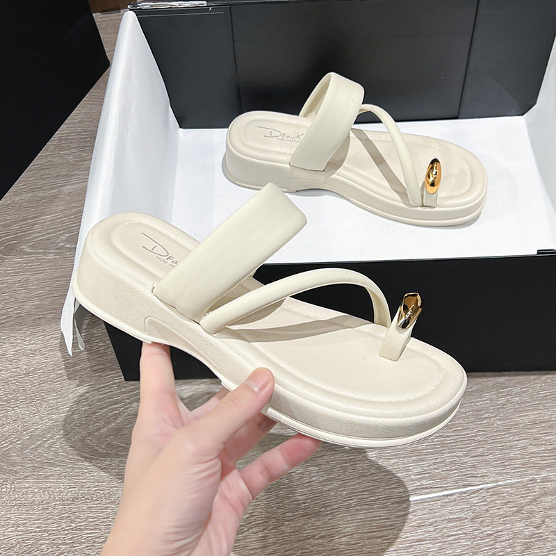 Sandalias de suela gruesa cómodas y modernas para mujer, novedad de verano 2024