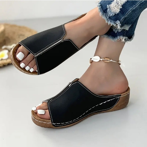 Sandalias de plataforma simples para mujer