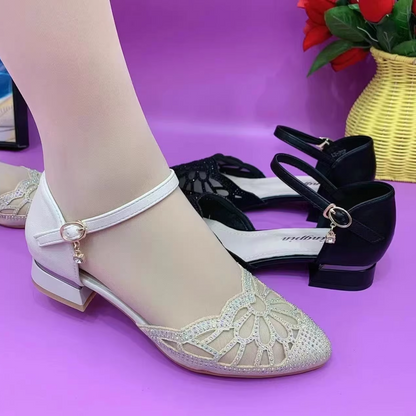 Tacones bajos florales elegantes