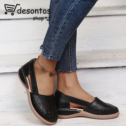 Sandalias vintage con cuña ortopédica para mujer