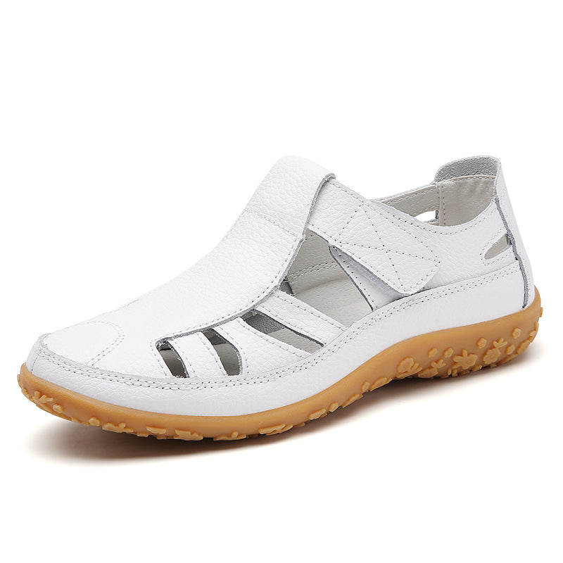 Sandalias planas retro elegantes para mujer