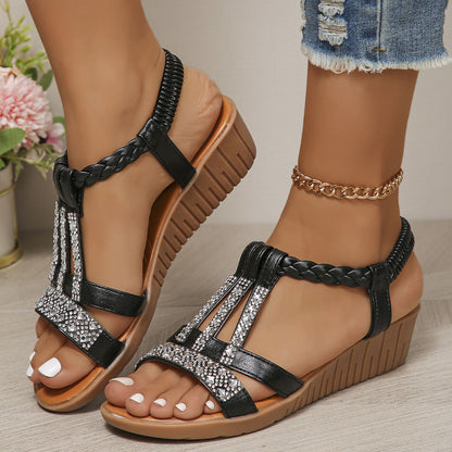 Sandalias con estampado de diamantes de imitación para mujer