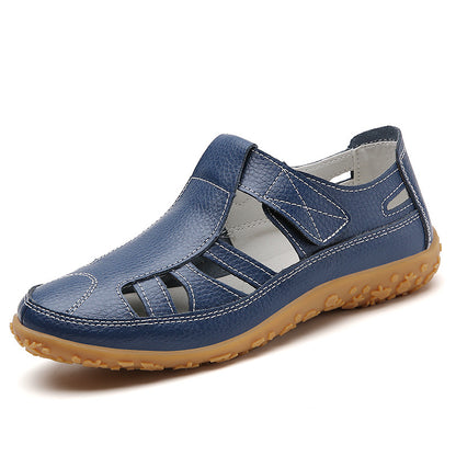 Sandalias planas retro elegantes para mujer