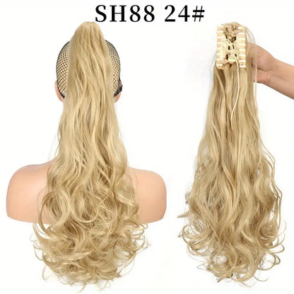 Extensiones de cabello de cola de caballo largas y onduladas